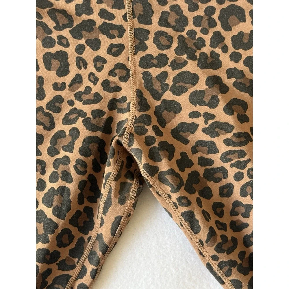 Nike Sparkly Leopard Print Leggings Brown Black Animal Print Cropped S